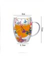 Best Quality Beautiful Double Wall Glass Flowers Particales Drink Mug, Heat Resistant Tea Cups, Coffee Mugs for Beverages Latte Milk, Various Designs sizes. 