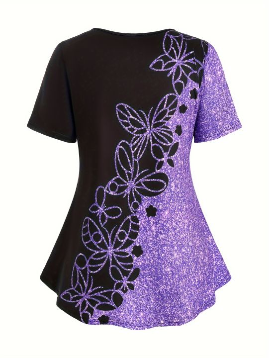 European%20and%20American%20fashion%20plus-size%20color%20matching%20butterfly%20shiny%20sequined%20printed%20short-sleeved%20T-shirt%20and%20cropped%20trouse%20-%20Image%204