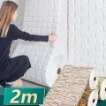 2m Roll 3D Wall Sticker Imitation Brick Bedroom Home Decor Waterproof Self-adhesive DIY Wallpaper For Living Room TV Backdrop. 