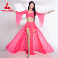 Belly Dance Costume Set for Women Half Sleeves Top+mesh AB Stones Long Skirt 2pcs Adult Oriental Belly Dancing Wear Clothing Set.