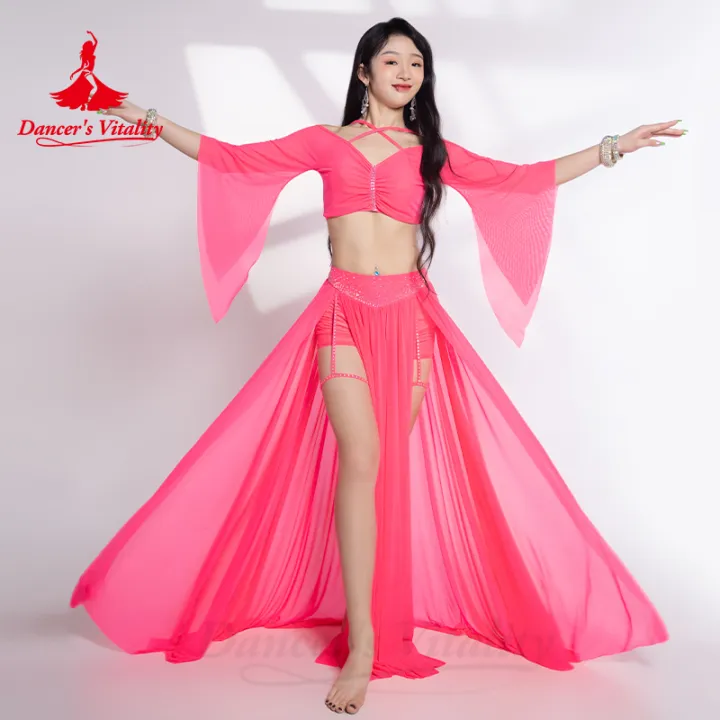 Belly%20Dance%20Costume%20Set%20for%20Women%20Half%20Sleeves%20Top+mesh%20AB%20Stones%20Long%20Skirt%202pcs%20Adult%20Oriental%20Belly%20Dancing%20Wear%20Clothing%20Set%20-%20Image%204