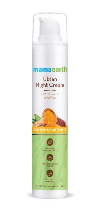 Mamaearth Ubtan Night Cream for glowing
skin with Turmeric & Saffron for Skin
Brightening (50 g)