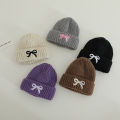 Children Knitted Warm Soft Hat 48-52cm Autumn Winter Girls Boys Windproof Hats with Bow Toddler Cold Proof Cap Kids Thicken Caps. 