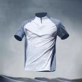 Sports T-shirt men's half zip stand up collar quick drying short sleeved running top summer quick drying versatile sports traini.