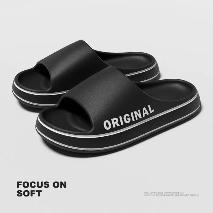 Mens Letter Slippers Beach Slides Solid Color Mens Thick Sole Indoor Outdoor Bathroom Anti Slip Shoes Men Summer Sandal