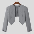 INCERUN Men Blazer Solid Color Open Stitch Long Sleeve Irregular Thin Suits Men 2024 Streetwear Fashion Casual Crop Coats S-5XL. 