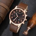 5PCS Set Fashion Mens Sports Bracelet Watches For Men Retro Big Dial Quartz Wrist Watch Classic Casual Brown Mens Leather Watch. 