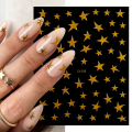 1/4 PCS 3D Metal Silver Golden Starburst  Nails Stickers Manicure French Nail Art Decoration Decal Y2K Nail Art Tips Nail Charm. 