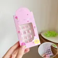 24PCS Children False Nails Kids Girls Press on Short Artificial Fake Nails Cute Pre Glue Full Cover Acrylic Nail Tip Kit. 