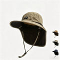 Caps Summer Wide Brim Neck Protection Unisex Bucket Hats Outdoor Visor Quick-drying Panama Sunscreen Tied Fishing Hiking Hat. 