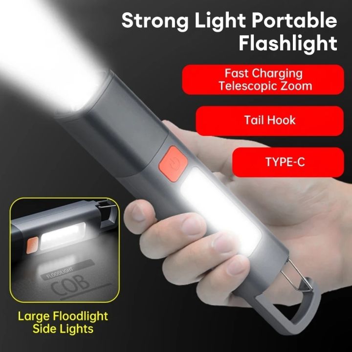 Rechargeable Flashlight Powerful Laser Camping Usb Long Duration Flash Lamp Super High Power Brightness LED Portable Flash Lamp