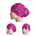 Women Fabric Swim Caps Swimming Pool Water Sports Bathing Pleated Cap Hat Long Hair Nylon Turban Elastic Adults Flowers Printed.