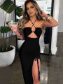 Sleeveless Sexy Female Midi Backless Dresses Slim Night Club Party Women's Dress Bodycon Vestidos Elegantes Para Mujer. 
