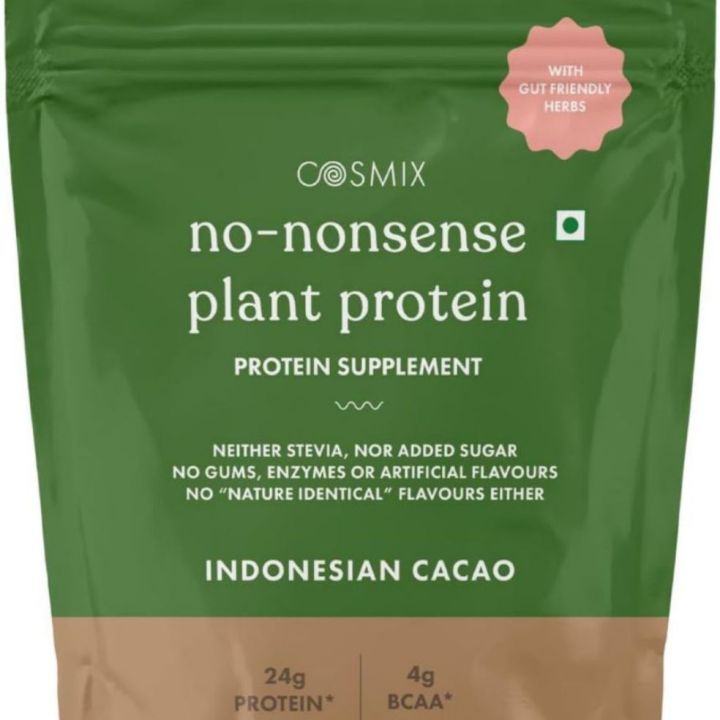 Cosmix No-Nonsense Plant Protein | 24g Protein/Serve | Indonesian Cacao | Pea & Rice Isolate | Plant Based Protein | Easy To Digest | All Essential Amino Acids - 500g