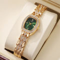 Luxury Gold Plated Ladies Fashion Quartz Watch Simple Rome Barrel-Shaped Stainless Steel Business Clock Quality Buckle Strap.