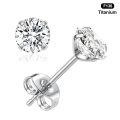 1 Pair G23 Titanium Stud Earrings White Zircon Men Women 2mm Simple Initial Ear Piercing Jewelry . 