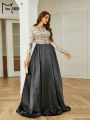 Missord Black Round Neck Long Sleeved A Line Evening Gown Formal Floor Length Occasion Graduation High Quality Luxury Dress. 