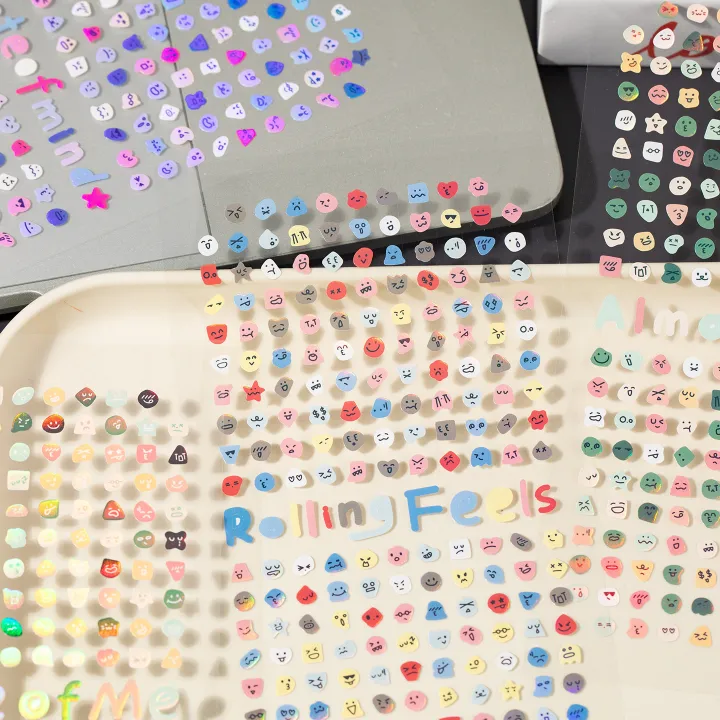 8 Sheets/4 Pack Cute Mini Emotion Emoji Stickers, Nail Stickers for DIY ...