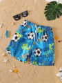 Infant Boys Summer Casual Football Print Beach Shorts Children's Clothing Toddler Boys Summer Wear Baby Boys Beach Attire.