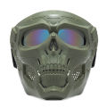 Skull Horror Off-Road Motorcycle Helmet Mask Tactical Riding Goggles Sports Harley Face Shield Black/Red- Unisex. 