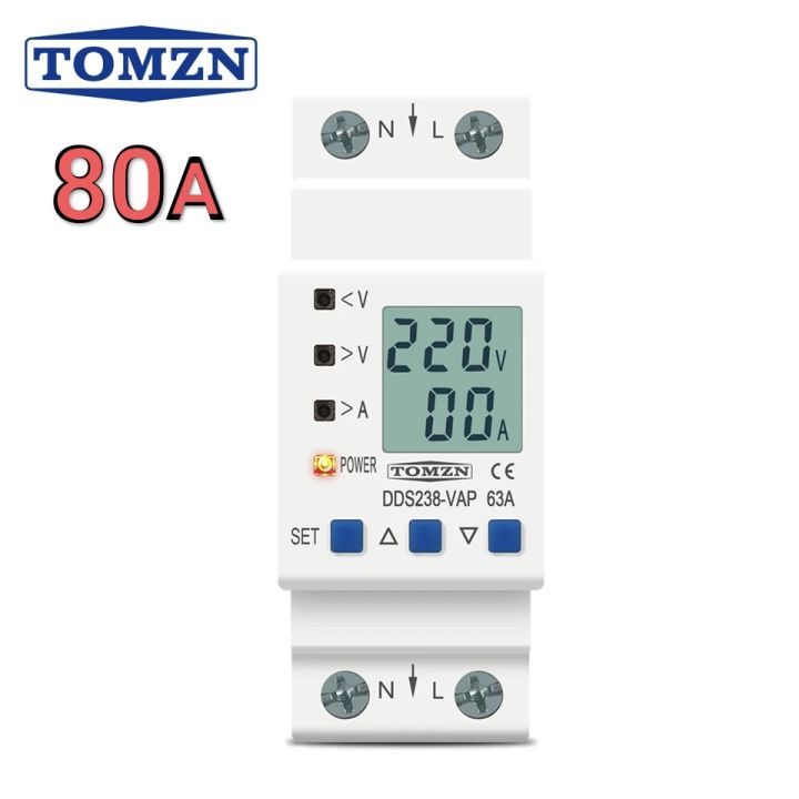 TOMZN 80A VAP Adjustable Over Under Voltage Protective Device Protector Amp Limit Protection for Wapda Solar ETC