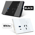 LiwoKit AU Tuya Wifi Wall Socket Smart WIFI Plug USB TYPE-C PD 30W Argentina Outlet Power Touch Remote by Alexa  Home. 
