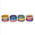 24Pcs Indian Northern Area Handcrafted Glass Bangles set for Womens in Black/Colorful, Marble Handmade bangles for girls (Pack of 12/24). 