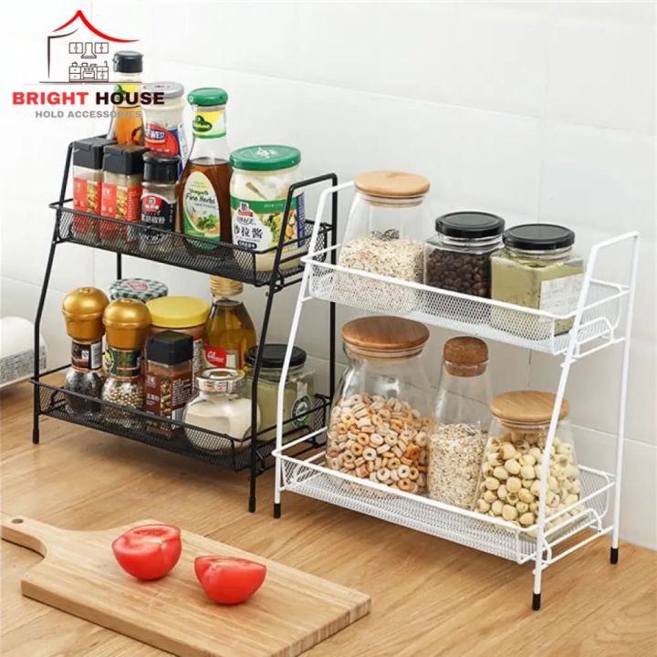 2-Tier Spice Rack Countertop Organizer for Kitchen and Bathroom Storage ...