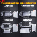 Clear Crystal Case Hard Shell For PSV 1000 2000 Transparent Protection Cover For PSP1000 2000 3000 With Screen Protector Film. 