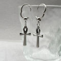 Egyptian Ankh Cross Drop Earrings Religious Key of Life Symbol Stainless Steel Hoop Earrings for Women Men.