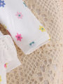 3PCS Autumn New Style 0-1 Year Old Newborn Girl Baby Sweet And Cute Printed Long-Sleeved Clothes + Socks Hair Bands. 