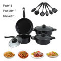 12Pcs Non Stick Cookware Set Deep Frying Pan with Lid Milk Pot Maifan Stone Frying Pan Stackable Pot Set for All Types of Cooker. 