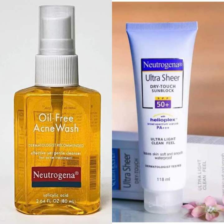 Neutrogena oil free acne wash with sunscreen (combo)