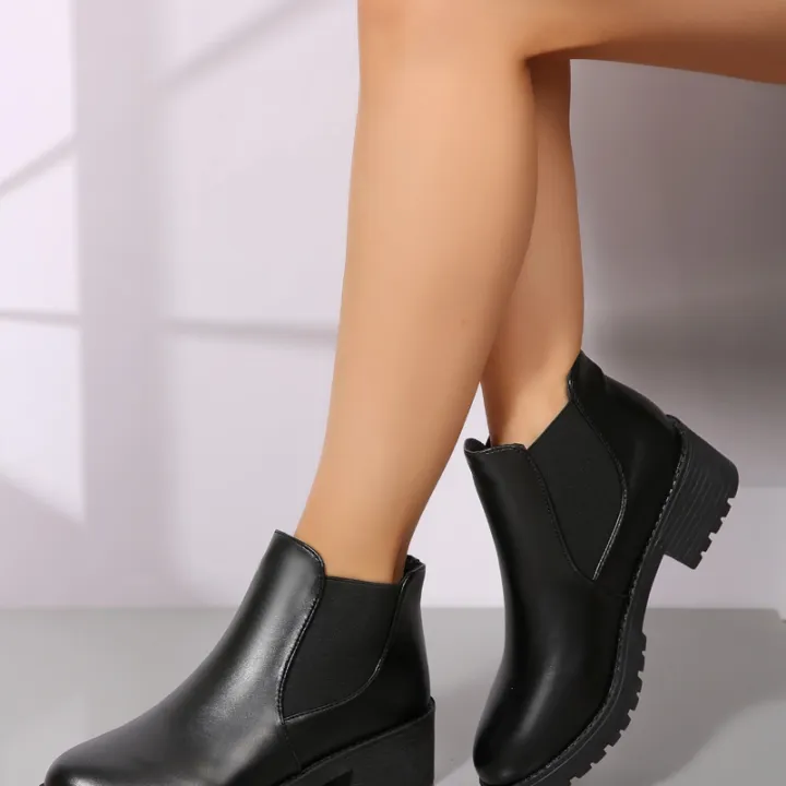 2025%20Summer%20New%20Women's%20Fashion%20Short%20Boots%20High%20Heels%20Round%20Head%20Fashion%20Boots%20Casual%20Versatile%20Women's%20Shoes%20-%20Image%202
