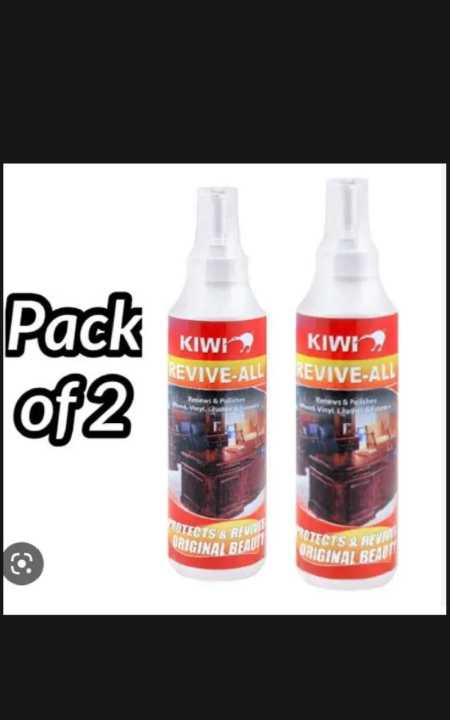 Pack of 2 Kivi revive all spray wood renew and polish wood vinyl and leather 250 ml each