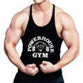 POWERHOUSE GYM Print Stringer Tank Tops for Men Cotton Athletic Y-Back Vest Gym Workout Bodybuilding Sleeveless T-Shirts Tees.