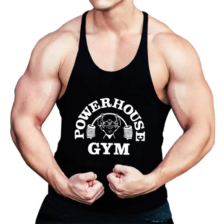 POWERHOUSE%20GYM%20Print%20Stringer%20Tank%20Tops%20for%20Men%20Cotton%20Athletic%20Y-Back%20Vest%20Gym%20Workout%20Bodybuilding%20Sleeveless%20T-Shirts%20Tees%20-%20Image%204