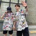 Korean short sleeve cartoon shirt size M L XL XXL men/women wear. 