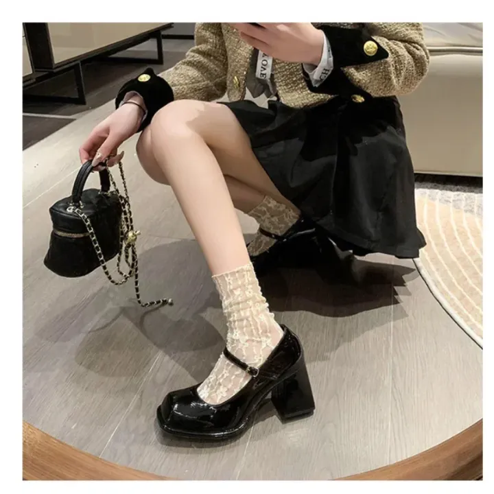 Ladies%20Summer%20Black%20New%20Small%20Leather%20Shoes%20Mary%20Janes%20Vintage%20Buckle%20Non-Slip%20Sandals%20Woman%20Medium%20Heels%20Casual%20Elegant%20Heels%20-%20Image%203