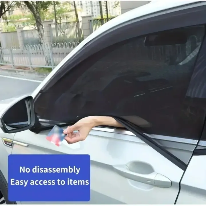 2pcs%20Car%20Rear%20Side%20Window%20Sunshade%20UV%20Protect%20Shield%20Mesh%20Prevent%20Mosquito%20Sunshine%20Privacy%20Protection%20Foldable%20Curtain%20-%20Image%205