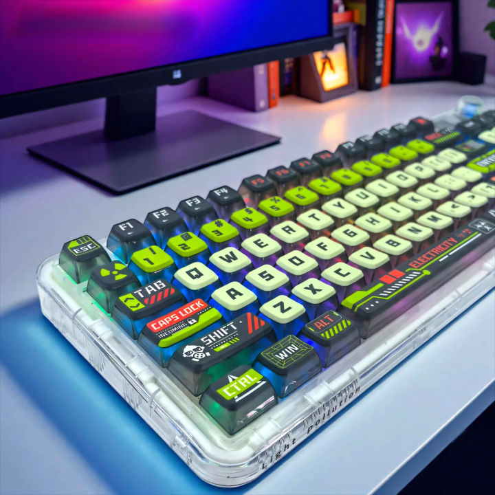 Pudding Keycap Apocalypse Biochemical Four Sided Transparent PBT 125 Keys for 61 68 75 84 87 89 96 98 100 Mechanical Keyboard