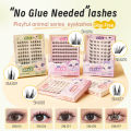 Yelix﻿ Self-adhesive Cluster Lashes Cat Eye Lashes DIY Eyelash Extension NO Glue Lashes Reusable Manga False Eyelashes. 