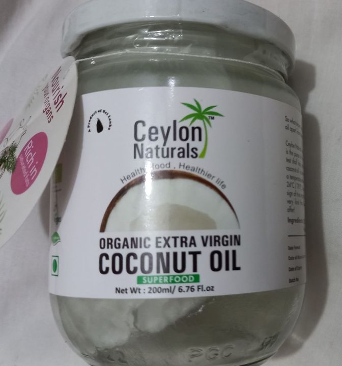 Ceylon Naturals Organic Extra Virgin Coconut Oil 200ml Origin Srilanka