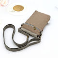 Solid Color Canvas 3 Layer Crossbody Cell Phone Bag Simple Cloth Women's Bag Fashion Satchel Shoulder Coin Purse. 