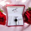 4PCS/Set Women's Watch Fashion Rhinestone Stainless Steel Band Digital Watch with Jewelry Set(Without Box). 