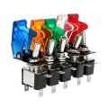 1PCS 12V 20A Toggle Switch LED Switch Car Auto Cover LED Light With Protective Cover SPST Toggle Rocker Switch Control On/Off 5.