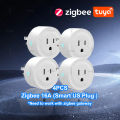 4Pcs Tuya 16A Smart Plug Zigbee WiFi US Standard Socket Canada Mexico Plug Power Monitoring Works With Alexa  Assistant. 