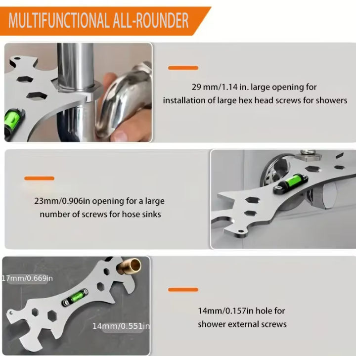 Multifunctional%20Stainless%20Steel%20Bathroom%20Wrench%20Tool%20Shower%20Installation%20Hexagonal%20Level%20Faucet%20Angle%20Ruler%20Distance%20Measuring%20-%20Image%204