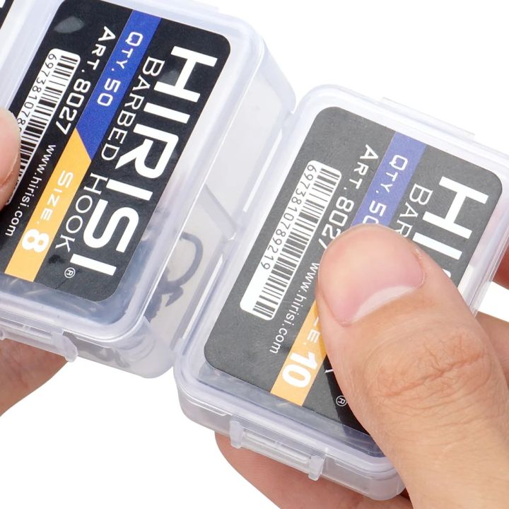 Hirisi%2050pcs%20PTFE%20Coated%20High%20Carbon%20Stainless%20Steel%20Barbed%20Fish%20Hook%20With%20Eye%208027%20Fishing%20Accessories%20Spliceable%20Plastic%20Box%20-%20Image%205