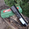 B-MAX Rechargeable Dual Light Metal Body 6 Modes Telescopic Zoomable Torchlight.